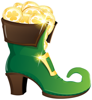 a leprechaun shoe filled with gold